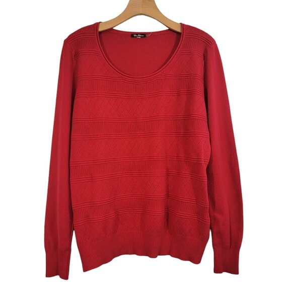 Vila Milano Sweater Ribbed Red Classic Career Rpund NeckWomens Medium EUC - Picture 1 of 8
